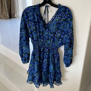 The Kooples Ruffled Floral Print Silk Mini Dress